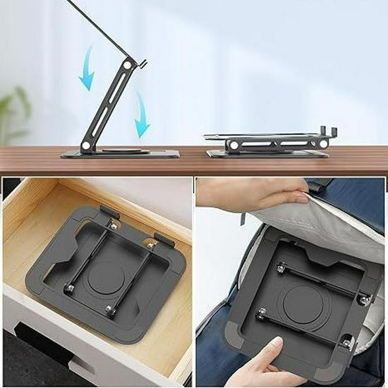 Cross-Border Rotating Laptop Riser: 360° Lifting Metal Desktop Stand with Cooling Feature