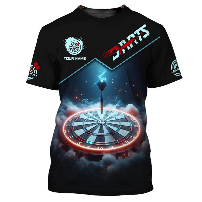 Mode 3D-tryck Dart Herr T-shirt Hip Hop Trend Harajuku Kläder Casual O-hals Kortärmad Lös Topp Anpassa Namn T-shirt