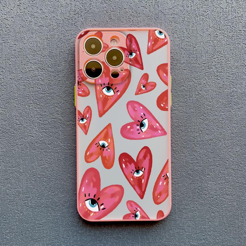 Fashion Lucky Love Heart Evil Eye Print Phone Case for IPhone 16 11 12 13 14 Pro Max Mini 15 14 7 8 Plus SE2 X XR XS Back Covers