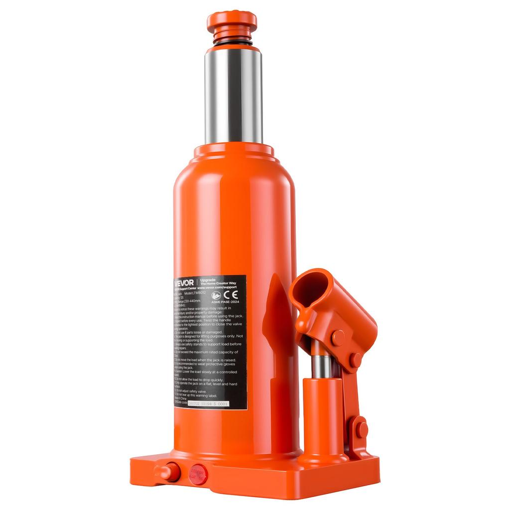 VEVOR Hydraulic Bottle Jack 12 Ton (26455.5 lbs) 230-440 mm Lifting Range, for Heavy-Duty Pickup Truck, Medium-Duty Truck, RV, Auto Repair