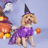 Halloween Purple Dog Dress & Black Witch Hat, Holiday Theme Dog Holiday Party Satin Clothes for Small Dog Puppy Girl Cat Costume