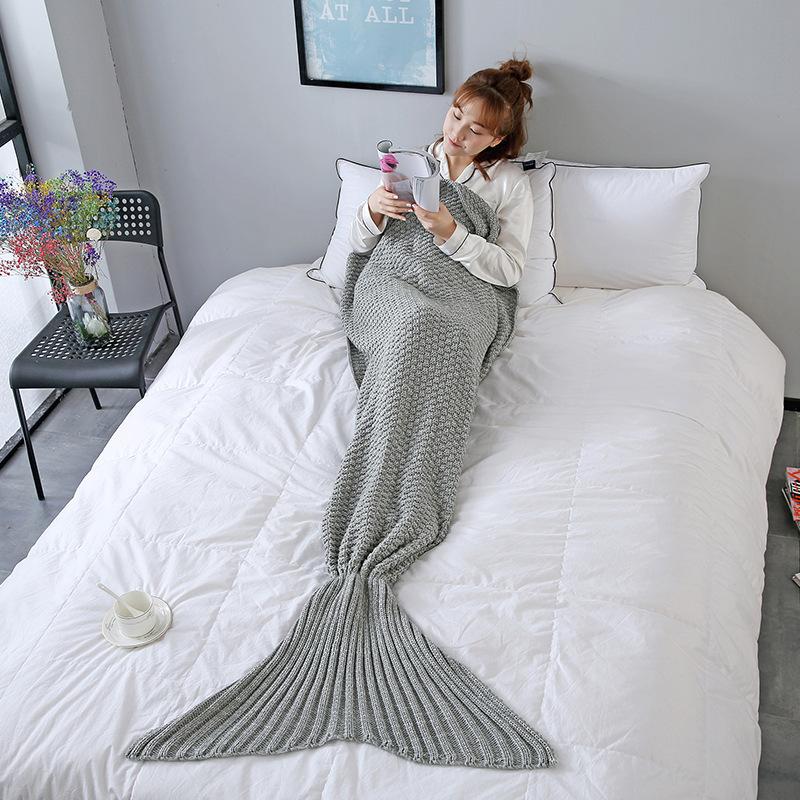 New Mermaid Blanket Plush Office Sofa Blanket Thick Knitted Air Conditioning Blanket Mattress Photography Travel Portable Sleeping Bag
