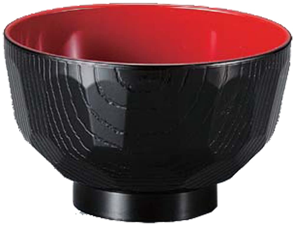 [Amazon.co.jp Exclusive] Fukui Craft [Commercial Set] Fukui Craft Miso Soup Bowls, Ebisu Tortoise Shell Pattern, Made In Japan, Black with Red Interio