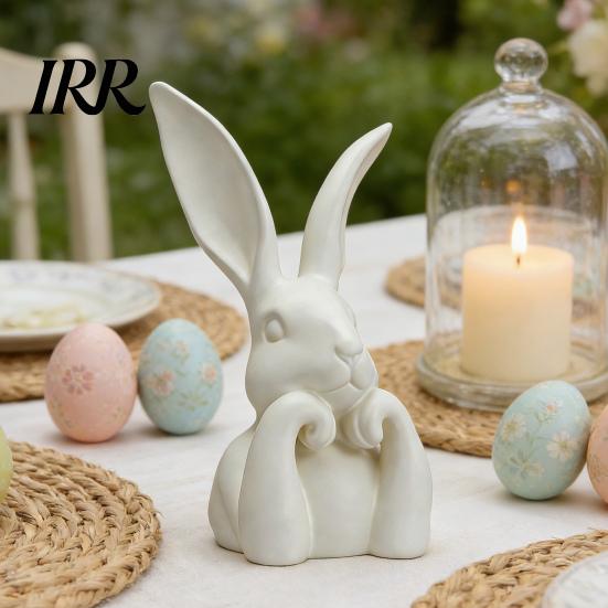 Indoor Bunny Decoration Easter Figurine Cute Rabbit Holding Face Statue 3D Printed Crack Resistant Figure Ornament for Living Room Bedroom