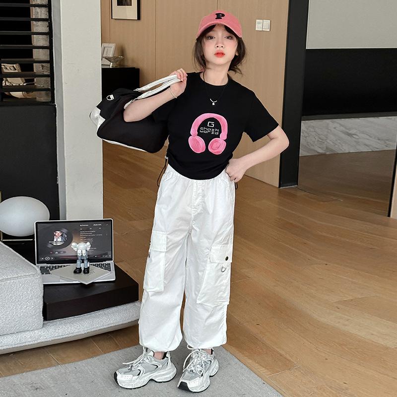 Modische Sommer Kinder Fallschirm Cargo Hosen für Kinder Teenager Sport Schweißhosen Mädchen Street Style Hip Hop Hosen 5-14J