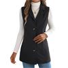 Women's Fashionable Solid Color Sleeveless Lapel Button Vest Jacket