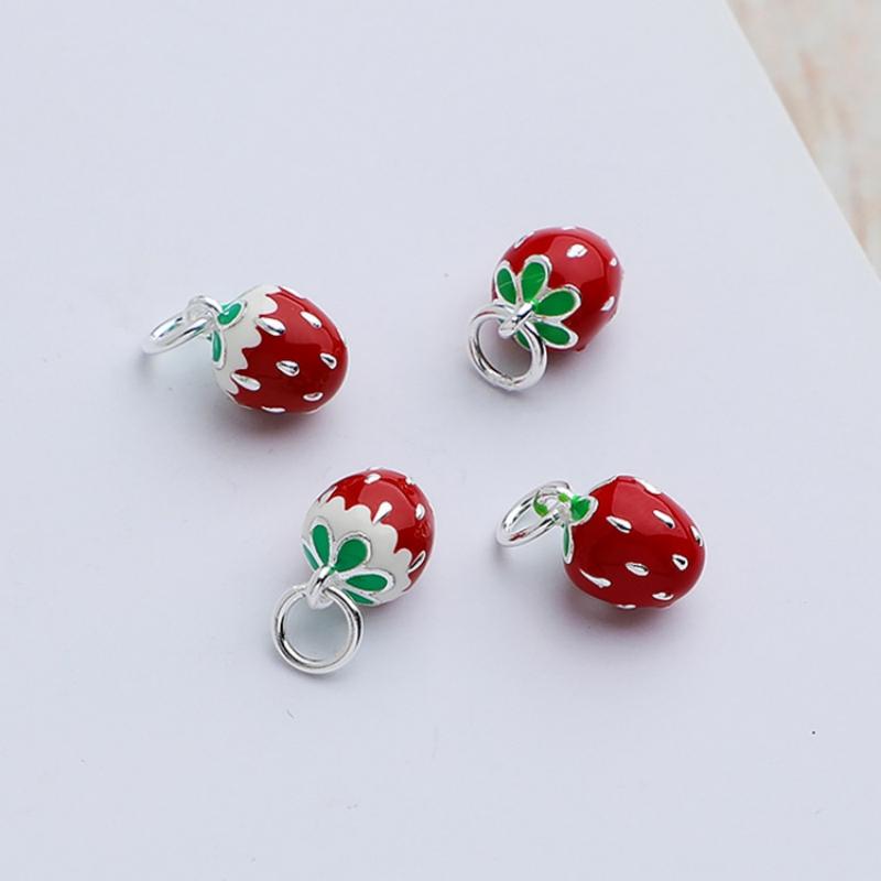 925 Silver Earring DIY Jewelry Accessories Small Red Pendant Base Charms for Woman Jewelry Bracelets Accessories
