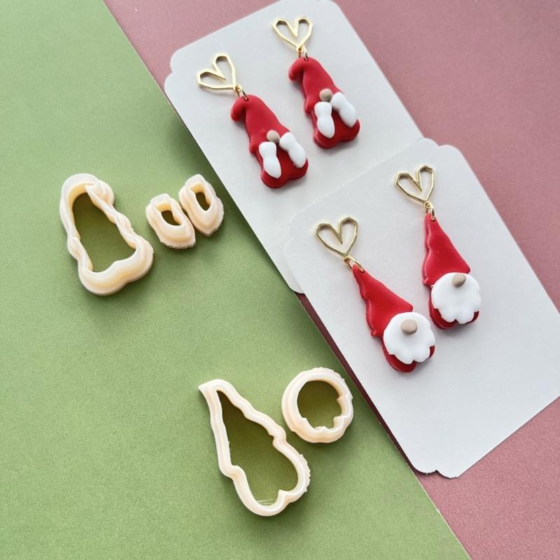 5Pcs Christmas Themed Clay Cutter Clay Earring Molds for Earrings Making, Clay Earring Cutter Tool for Jewelry Making