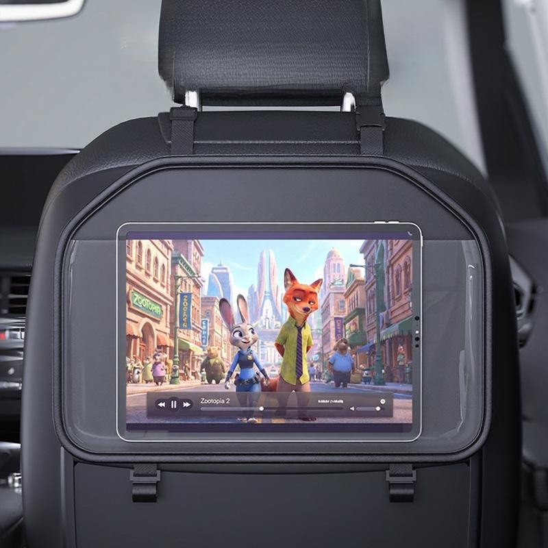 Car Seat Back Hanging Ipad Storage Bag Leather Auto Rear Seat Phone Pocket With Hooks Holder For Kids Interior Accessories