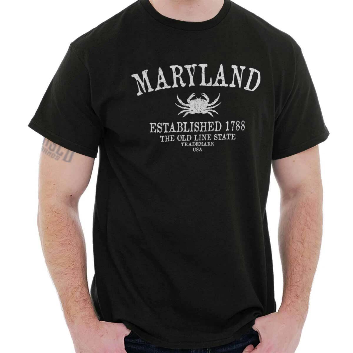 Maryland The Old Line State Crab EST 1788 Womens or Mens Crewneck T Shirt Tee XS