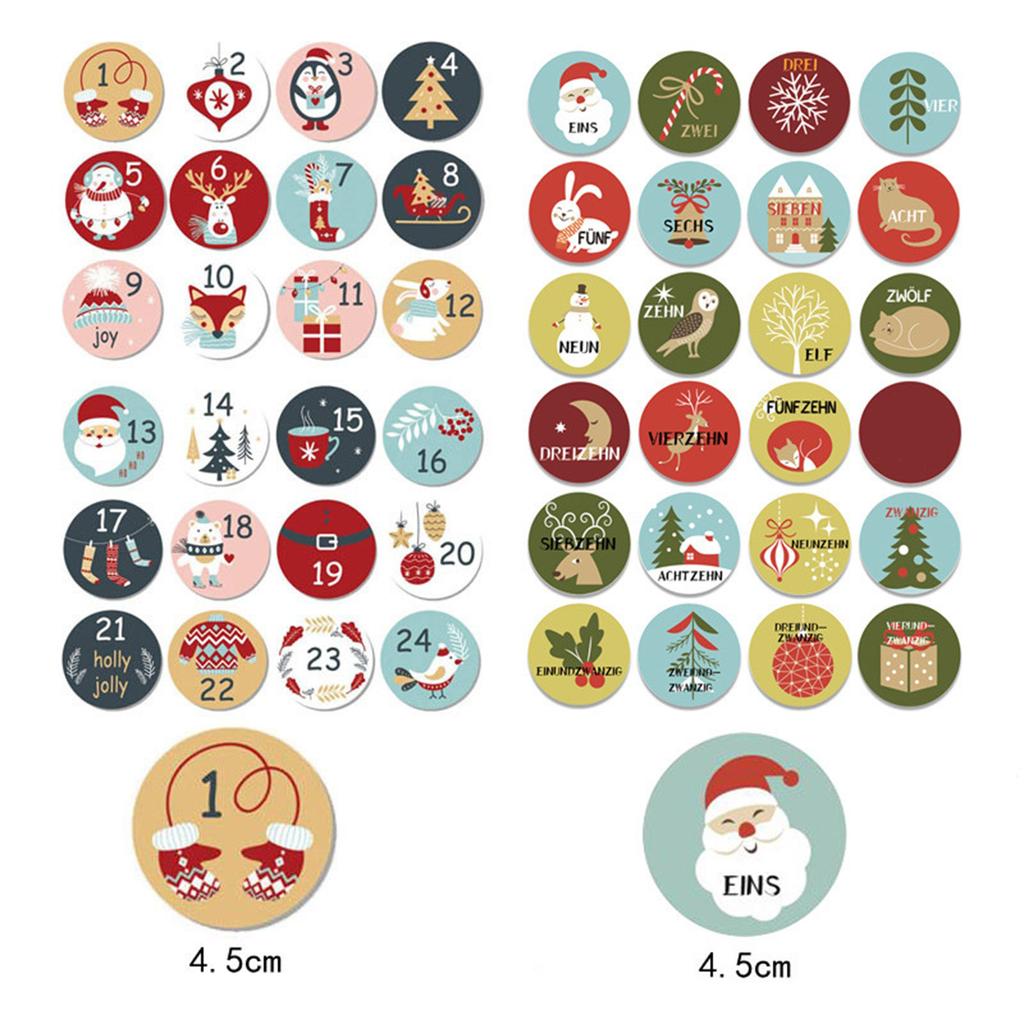 24pcs Digital Christmas Drawstring -Bag Advent Calendar Countdown