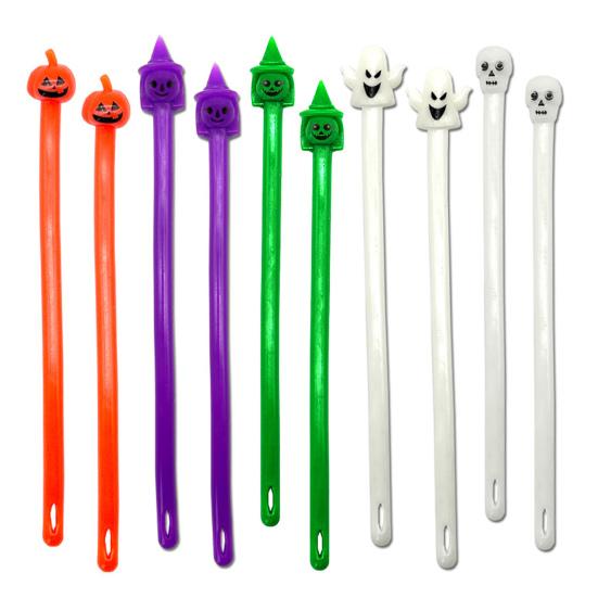 5/10Pcs Halloween Stretchy String Sensory Toy Pumpkin Witch Ghost Skull Stretchy Noodle Stress Anxiety Relief TPR Elastic Rope Fidget Toy Party Favors