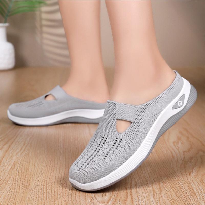 Women's Baotou Half Slipper Summer Breathable Mesh Shoes Hollow Out Casual Shoes Lightweight Walking Flats Women Slip-On Loafers