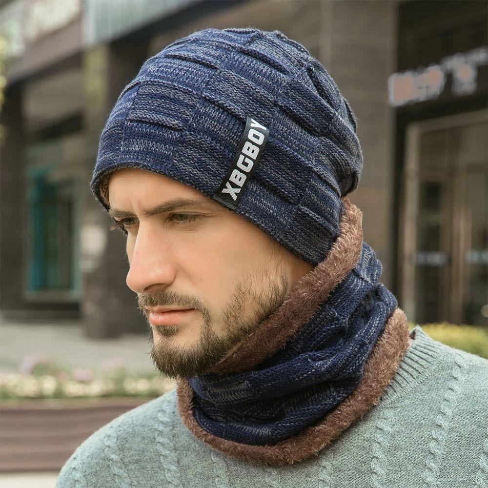 

Тепла в язана шапка, шарф, зимова шапка Skullies, модна лижна шапка Gray