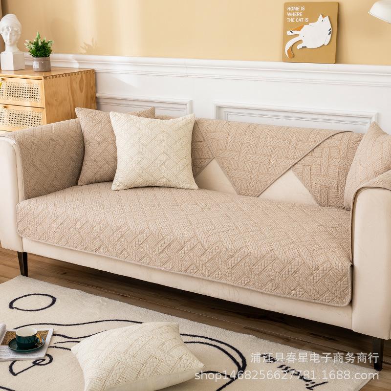 Nordic Modern Simple Sofa Cushion Pure Cotton Four Seasons Universal Non-Slip Gray Cushion Cover Cloth Cover