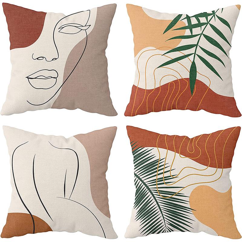 Abstract Pillowcase Sunset Sunrise Line Modern Art Minimalist Living Room Sofa Bay Window Pillow Geometry