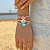 Bohemian Sweet Colorful Flowers Bracelet for Women Handmade Rope Polymer Clay Flower Adjustable Bracelet Friendship Jewelry Gift