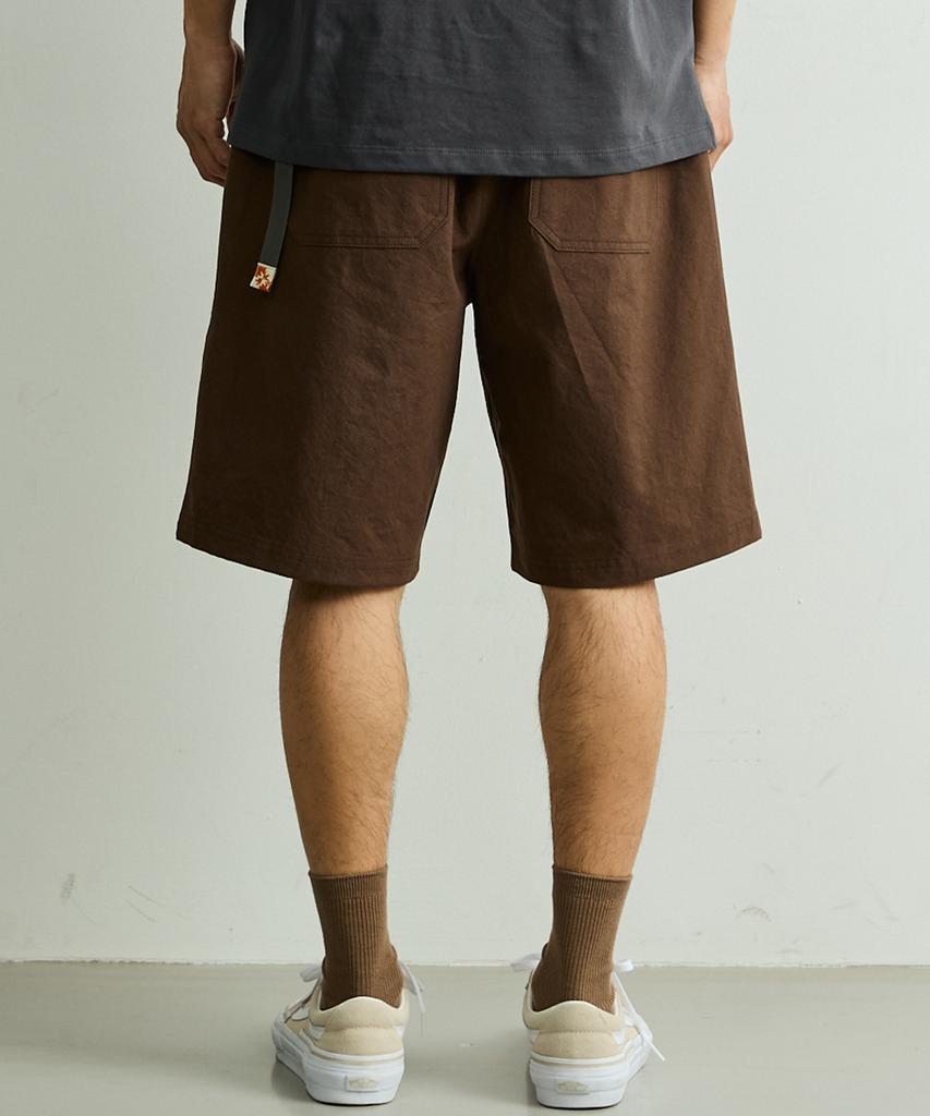 ONNHANS [Five-Length Elastic Shorts] Belted Field Shorts_Brown