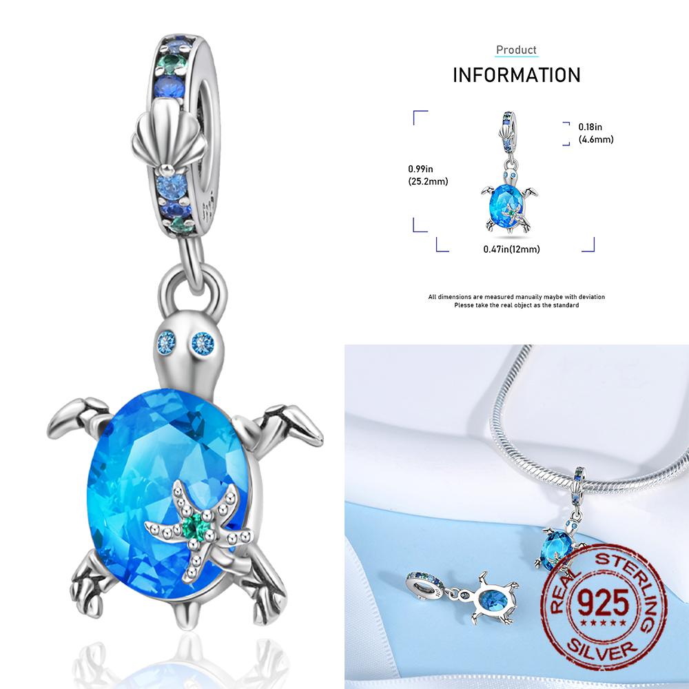 Copper Ocean Turtle Twelve Month Birthstone Charms Beads Pendant Fit Original Bracelet For Women Jewelry