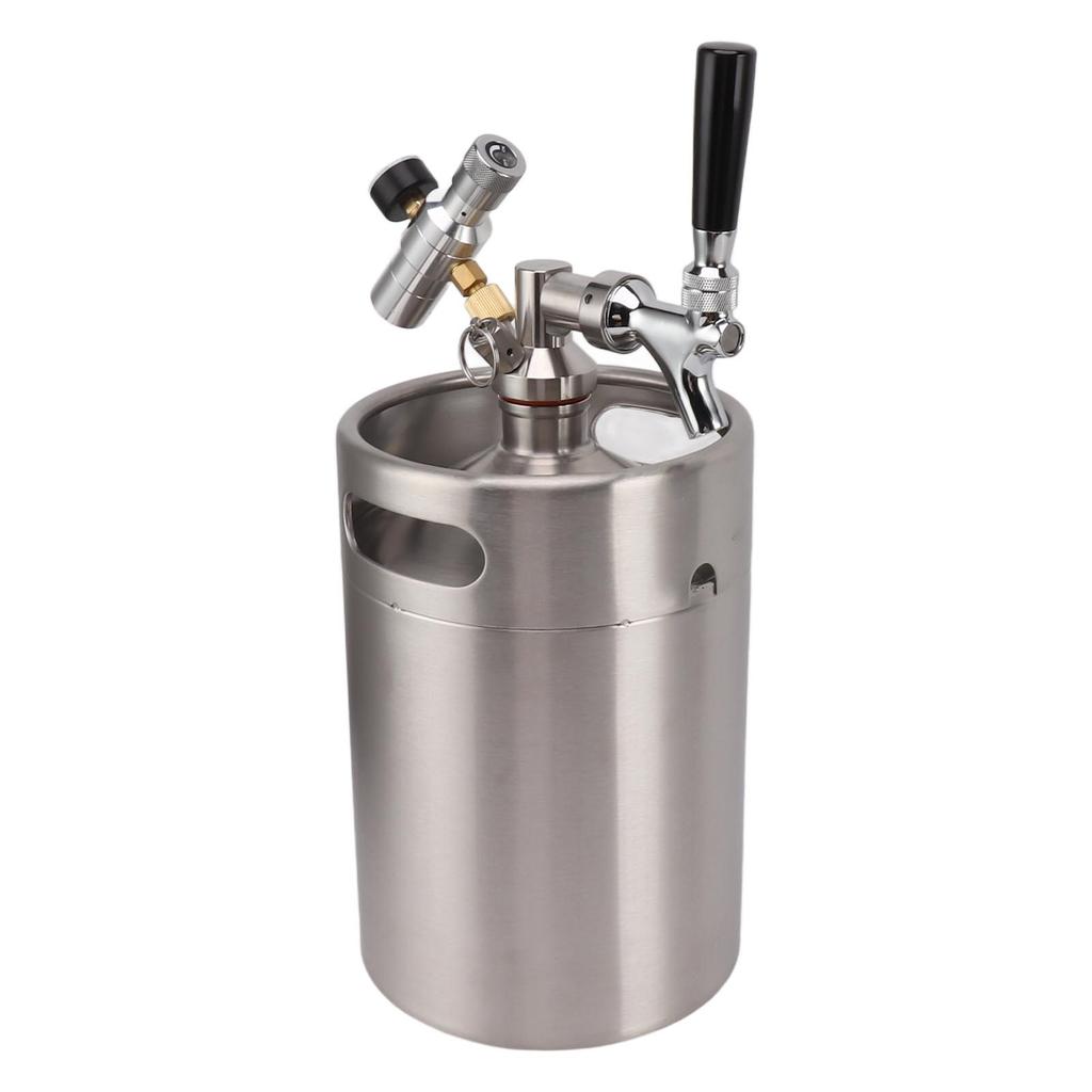 5L Mini Stainless Steel Keg Pressurized Stainless Steel Home Keg Kit System with Adjustable Faucet