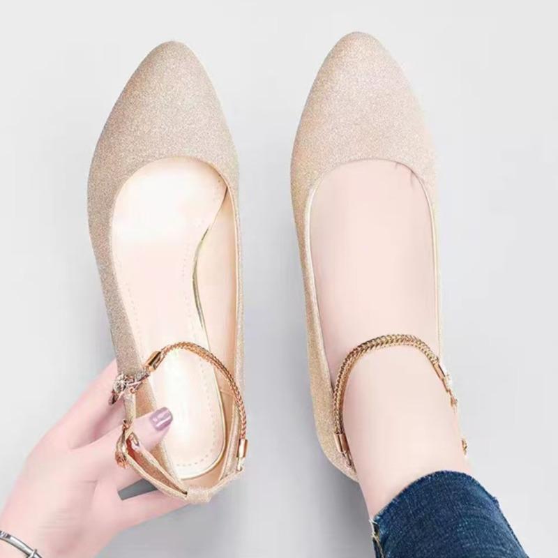 Women Wedding High Heel Shoes Luxury Elegant Plus Size Women Shoes Spring Ankle Strap Heels Women Shallow Chunky Heel Pumps