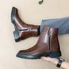 Fashion Men's Casual Shoes Fashion Match Autumn Winter High Top Leather Shoes Men's Business Chelsea Short Boots Zippered Leather Boots