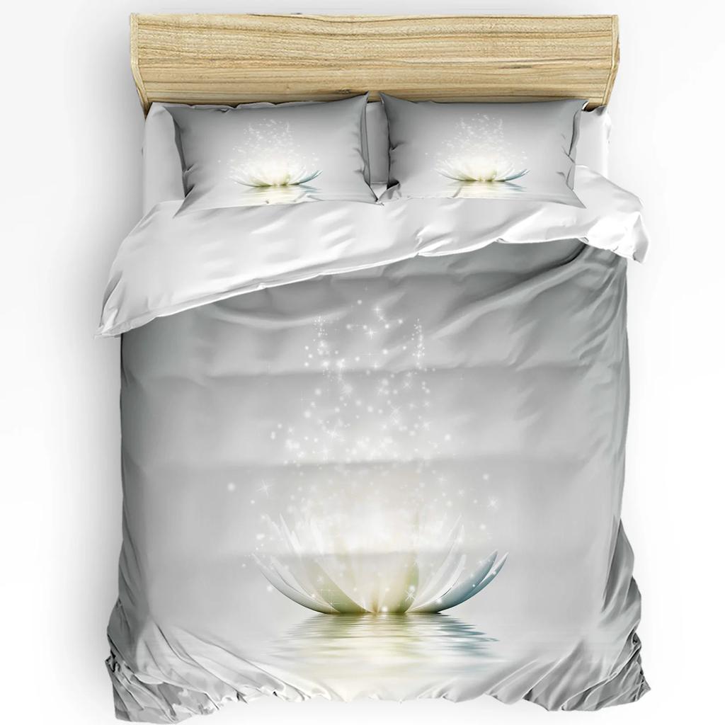 Lotus Bedding Set For Bedroom Bed Home Sacred Geometry Yantra Mandala With Triangle Figur Duvet Cover Quilt Cover And Pillowcase