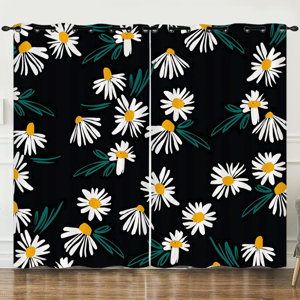 Flower Series Sunflower Digital Printing Curtain Blackout And Punching
