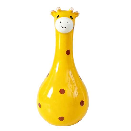 Multifunctional Resin Art Cute Polka Dot Giraffe Vase, Hand-painted Flower Creative Big-mouthed Animal Shaped Floral Container Holder for Home Living