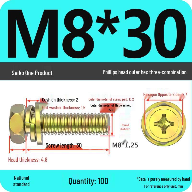 Hexagon Head Combination Screw Bolt Set with Washer and Spring Washer