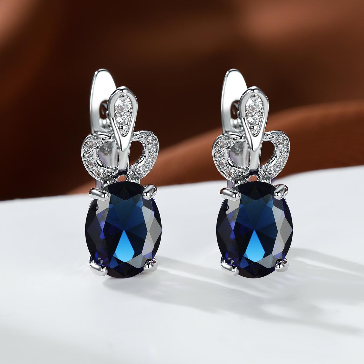 

Изысканные круглые серьги для женщин, простые цветочные серьги, свадебные серьги с радужными камнями сапфировый