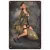 Military Pinup Girls Metal Tin Signs Vintage Plaque Plate Retro Wall Art Poster for Home Cafe Bars Pubs Iron Painting Decoration