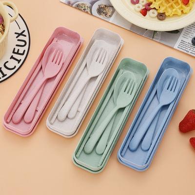 Gift Plastic Cutlery Set Simplicity With Storage Box Fork And Chopsticks Set Portable Spoon