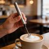 Handheld Stainless Steel Milk Frother With Stand For Coffee And Latte Art