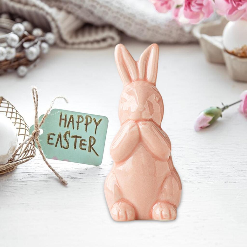 2-6pack Easter Bunny Figurine Cute Ceramic Rabbit Statue for Desk