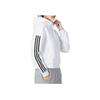 Adidas Solid Three-Stripe Hooded Casual Jacket Women Jackets White HM7049
