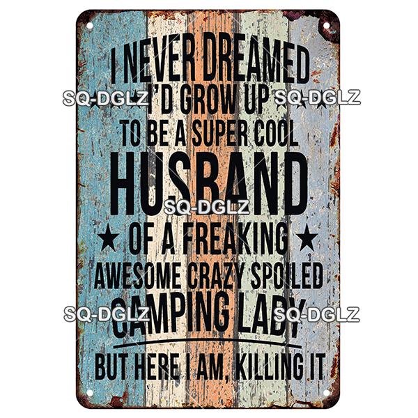 SQ-DGLZ Vintage Camping Rules Relax Metal Sign Plate Tin Sign Plate Home Bar Door Wall Decor Sticker Decoration Plaque Poster