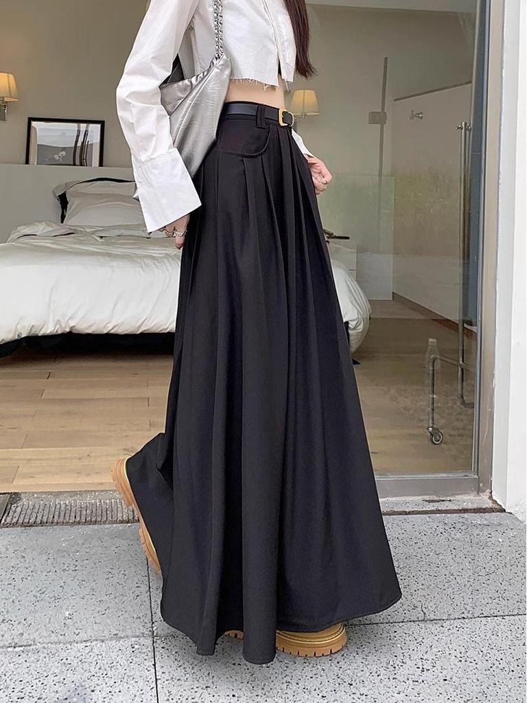 2024 New High-Waist Slim A-Line Umbrella Skirt for Women - Korean Autumn Style
