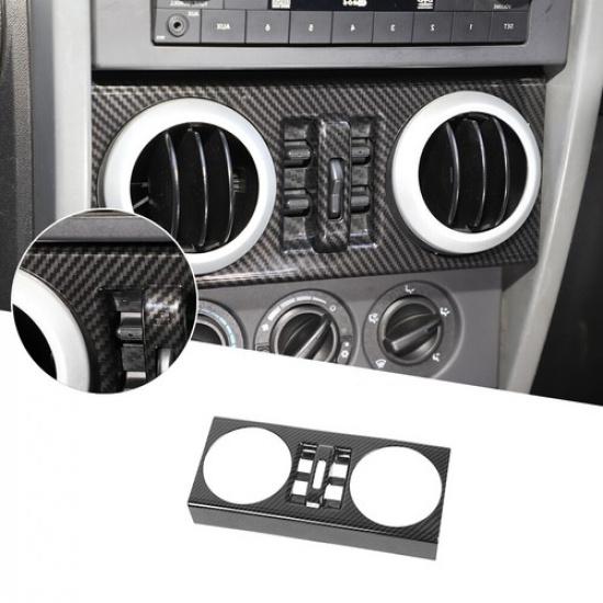 Carbon Fiber Dashboard Center Window Switch Panel Trim For Jeep Wrangler JK 07+