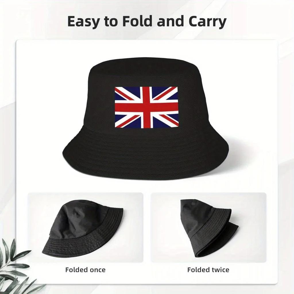 Custom Union Jack Flag Of The UK Bucket Hat for Women Men Print Summer Beach Sun Camping Cap