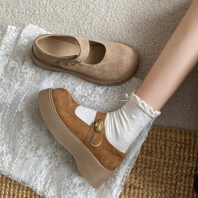 Muffin dicksoled erhöhende Boken Schuhe 2025 neu Frühling, Herbst und Winter kleine Retro Ein-Pedal Slipper Einzelne Schuhe