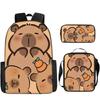 Luxus Neuheit Eigenartig Lustig Cool Capybara 3D Druck 3 Stück/Set Schüler Schultaschen Laptop Tagesrucksack Rucksack Lunchtasche Federmäppchen
