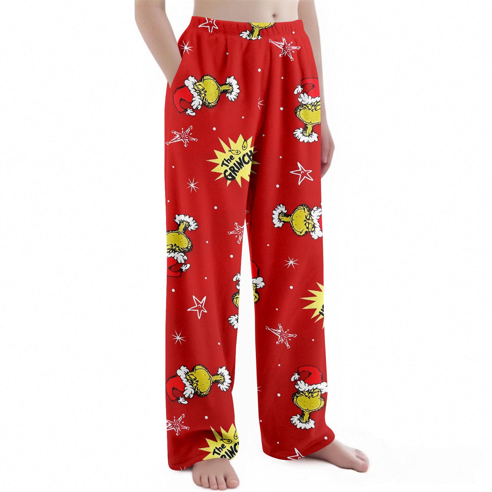 

Дитячі штани з різдвяним принтом, плюшеві повсякденні штани 160