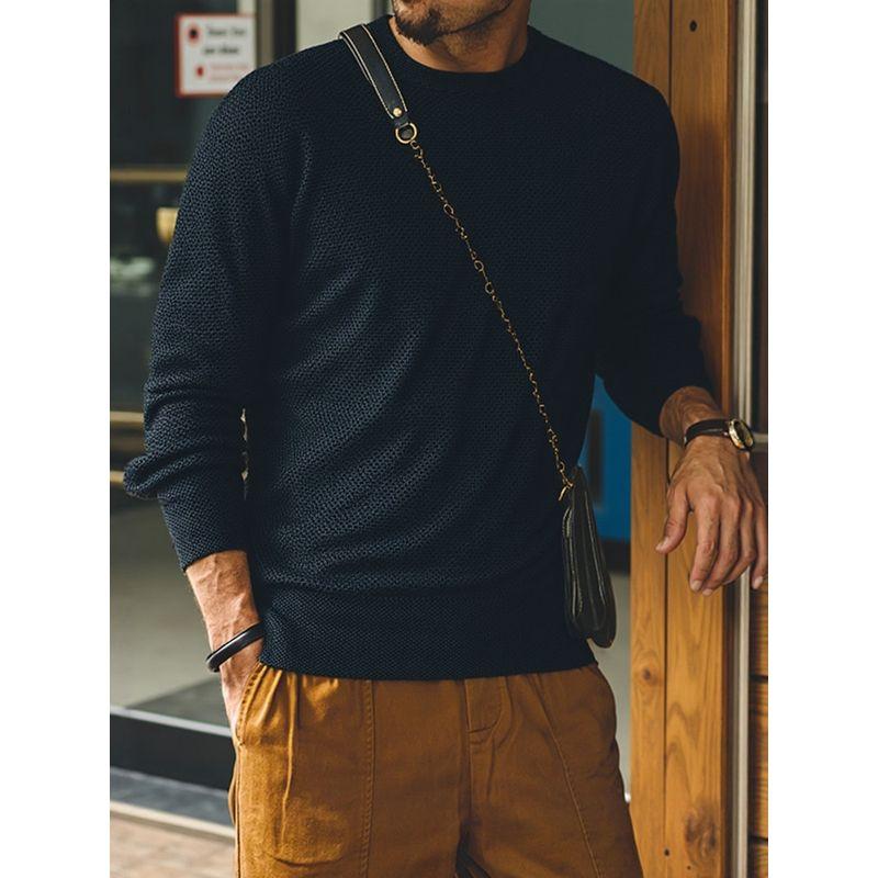 American-Style Light Luxury Old Money Style Wool and Silk Double-Layer Collar Sweater for Men, Winter Base Layer, Export Men's Knitwear