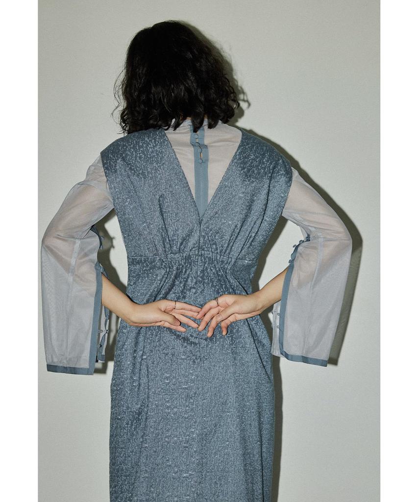 [niana] V-line Jacquard Dress, Party Dress, Wedding Dress, I-Line, Blue, Size M