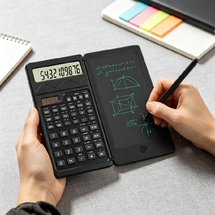 Writing Pad Scientific Calculator 2 In 1 Tool 65mm Display Screen Solar or Battery Power For Work Study