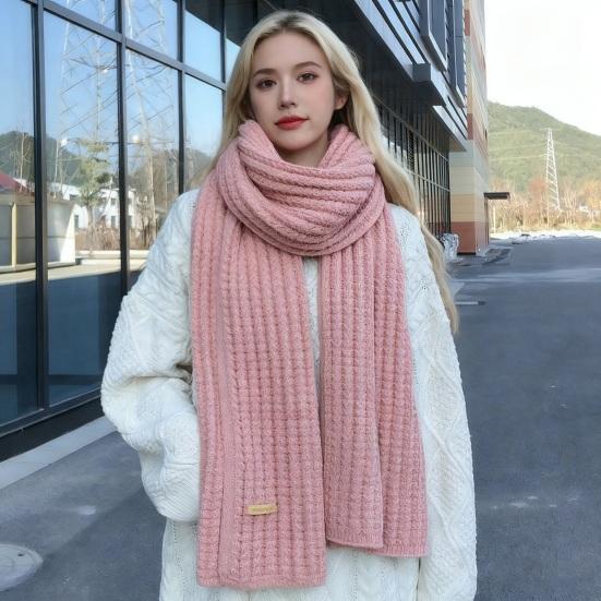 Dámská šála Zesílená Teplá Jednobarevná Šála Podzim Zima Všestranná Pohodlná Pletená Dlouhá Šála Módní Doplněk