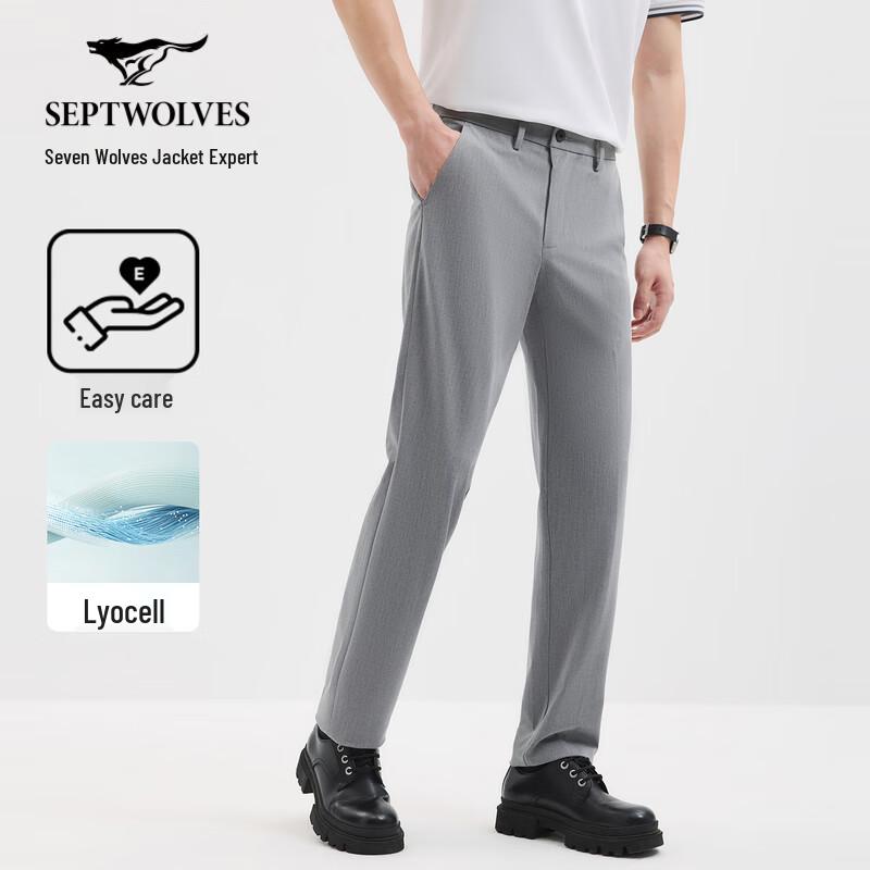 Septwolves Men's Business Casual Straight-Leg Trousers