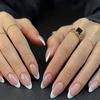 Hochwertige tragbare künstliche Nägel im Mandel-Nude-French-Stil – mittellange und lange Nagelspitzen