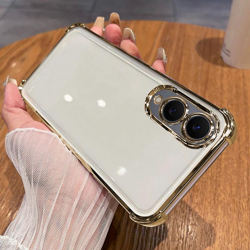 Luxury Plating Clear Shockproof Case For Samsung Galaxy S25 Edge S24 S23 S22 S21 Ultra Plus FE A55 Note 20 Silicone Soft Cover